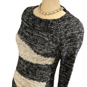 STYLE & CO Sweater Size XS Long Sleeves Sparkly Knit Gray Black White